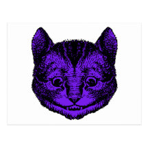 Cheshire Cat Inked Purple Fill Postcard