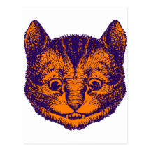 Cheshire Cat Inked Purple Orange Postcards