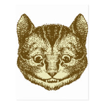 Cheshire Cat Inked Sepia Post Card