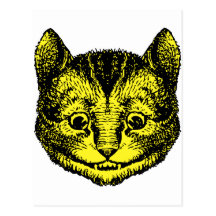 Cheshire Cat Inked Yellow Fill Postcard