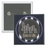 Chess Is Life Blue Square Button