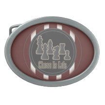 Chess is Life Red Oval Belt Buckle