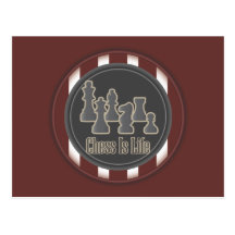 Chess Is Life Red Postcard