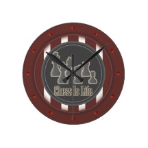 Chess is Life Red Wallclock