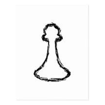 Chess Piece. Black Sketch. Post Card