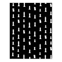 Chess pieces pattern - black and white post cards