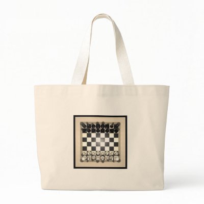 Chessboard and Chess Pieces: Canvas Bag by spiritswitchboard