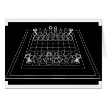 Chessboard & Chess Pieces: Greeting Card