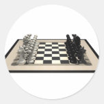 Chessboard & Chess Pieces: Round Stickers