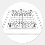 Chessboard & Chess Pieces: Round Stickers