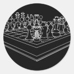 Chessboard & Chess Pieces: Round Stickers