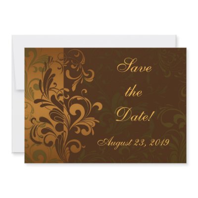 Chestnut Brown/Gold/Green Photo Save the Date by CustomInvites