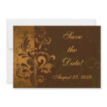 Chestnut Brown/Gold/Green Photo Save the Date invitations