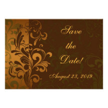 Chestnut Brown/Gold/Green Photo Save the Date Custom Invitations