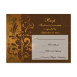 Chestnut Brown Gold/Green RSVP Reply Postcard