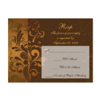 Chestnut Brown Gold/Green RSVP Reply Postcard