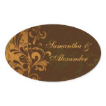 Chestnut Brown/Gold/Green Swirl Envelope Seal or stickers