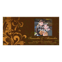 Chestnut Brown/Gold/Green Swirl Photo Card