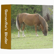 Chestnut Brown Horse Grazing Custom Binder