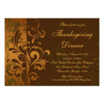 Chestnut Brown Swirl Thanksgiving Dinner Announcements