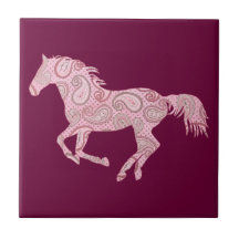 Cheval assez rose de Paisley Carreau En Céramique