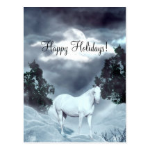 Cheval blanc bonnes fêtes cartes postales