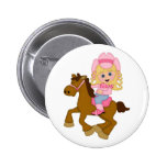 Cheval d'équitation de cow-girl (rose) boutons publicitaires