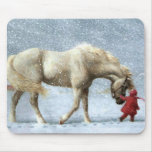 Cheval et fille Mousepad Tapis De Souris