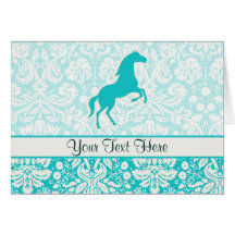 Cheval turquoise carte de vœux