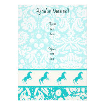 Cheval turquoise invitations personnalisées