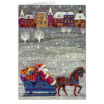 Cheval vintage du père noël un Sleigh ouvert dans  Carte