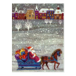 Cheval vintage du père noël un Sleigh ouvert dans  Carte Postale