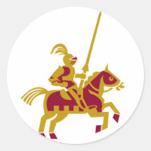 Chevalier à cheval autocollant rond