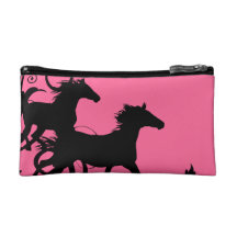 Chevaux sauvages de roses indien et de noir trousse de toilette