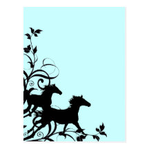 Chevaux sauvages noirs carte postale