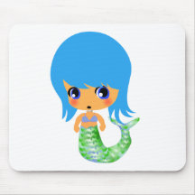 cheveux magiques de bleu de sirène de chibi tapis de souris