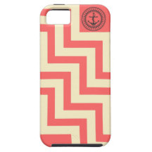 Chevron Anchor Preppy Pink Coral Peach Zig Zag iPhone 5 Cover