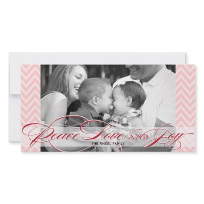 Chevron and Script Holiday Photo Card by OrangeOstrichDesigns