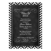 Chevron Chalkboard Graduation Personalized Invites