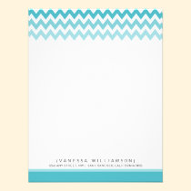 Chevron Pattern Custom Flat Note Cards (aqua) invitations