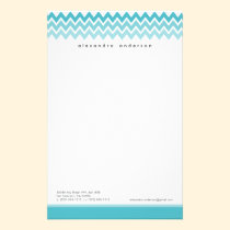 Chevron Pattern Custom Stationery (aqua) stationery