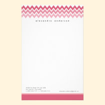 Chevron Pattern Custom Stationery (fuchsia) stationery