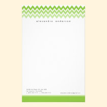 Chevron Pattern Custom Stationery (green apple) stationery