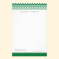 Chevron Pattern Custom Stationery (kelly green) stationery