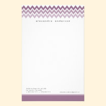 Chevron Pattern Custom Stationery (lavender) stationery
