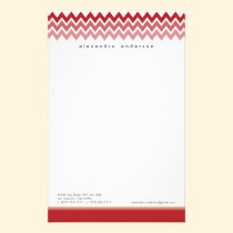Chevron Pattern Custom Stationery (red apple) stationery