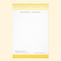 Chevron Pattern Custom Stationery (yellow) stationery