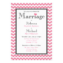 Chevron Pink & White Wedding Invitations