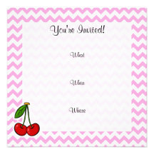Chevron rose ; Cerises Invitations Personnalisées