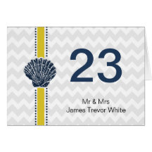 chevron stripes, seashell mod beach wedding design card